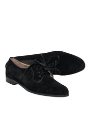 Current Boutique-Ferragamo - Black Suede Lace-Up Loafers Sz 8.5