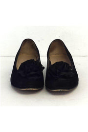 Current Boutique-Ferragamo - Black Suede Rosette Flats Sz 5