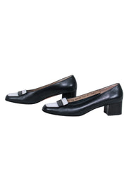 Current Boutique-Ferragamo - Black & White Block Heeled Loafers Sz 7.5