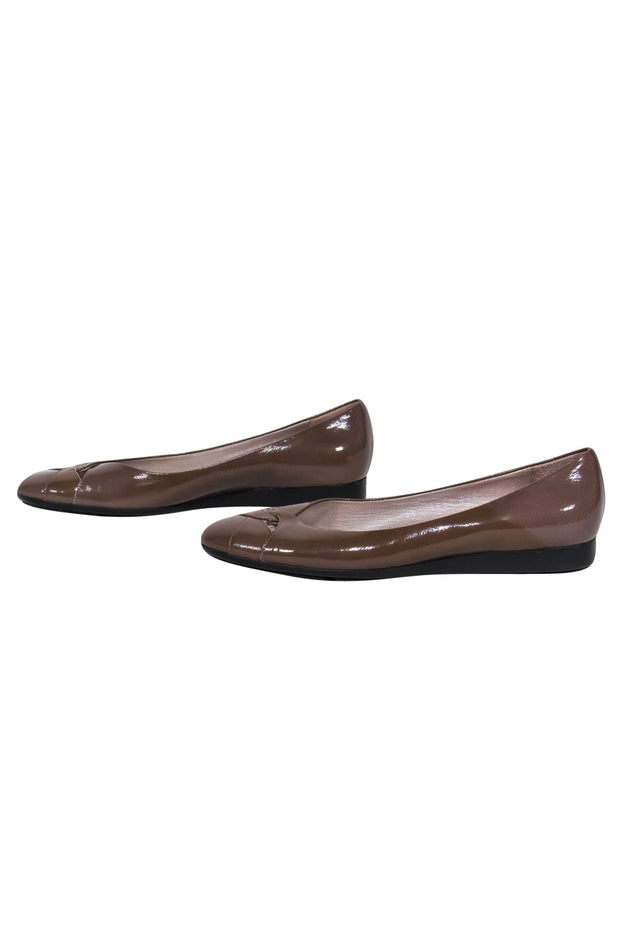 Current Boutique-Ferragamo - Brown Patent Leather Cutout Flats Sz 5.5