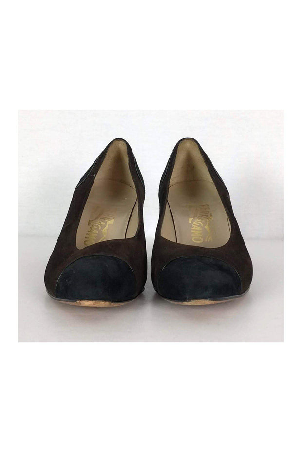 Current Boutique-Ferragamo - Brown Suede Cap Toe Pumps Sz 9.5