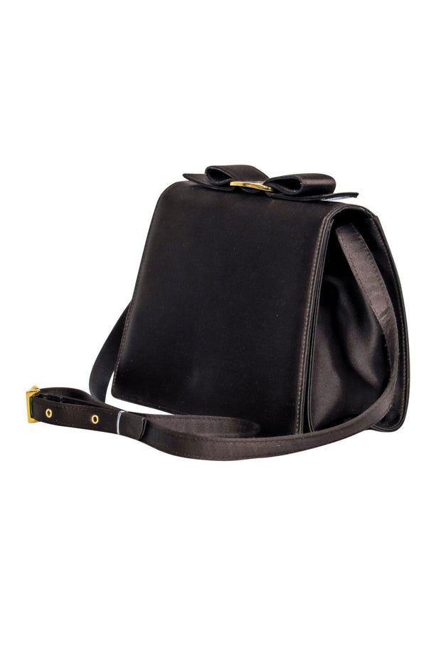 Current Boutique-Ferragamo - Dark Brown Satin Crossbody w/ Bow