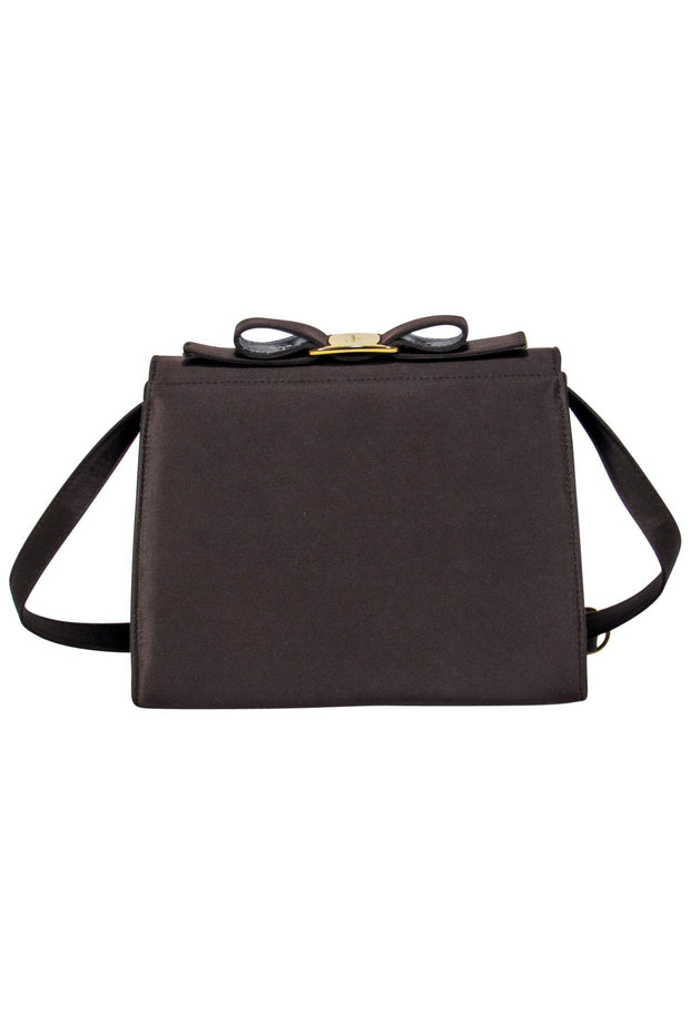 Current Boutique-Ferragamo - Dark Brown Satin Crossbody w/ Bow