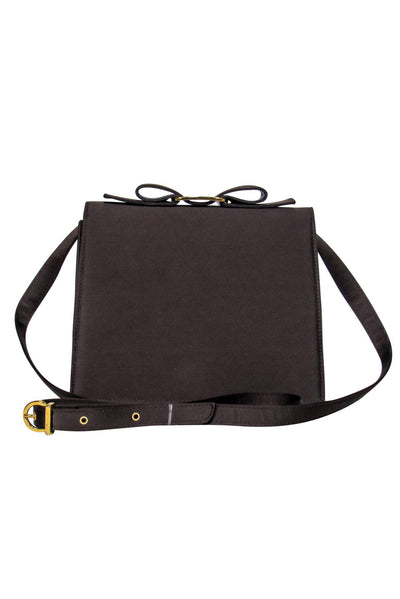 Current Boutique-Ferragamo - Dark Brown Satin Crossbody w/ Bow