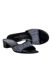 Current Boutique-Ferragamo - Dark Gray & Black Woven Slide Sandals Sz 8.5