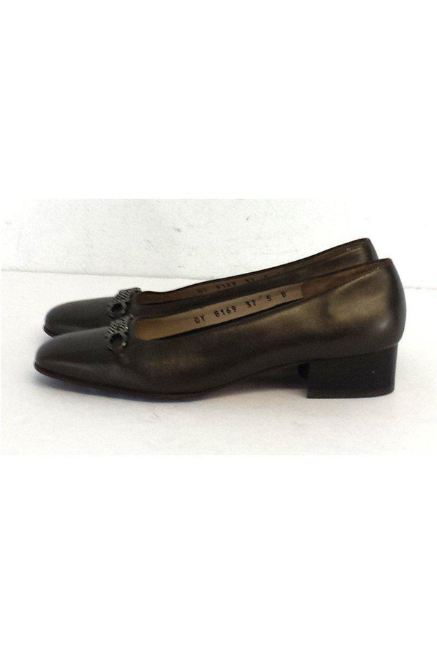 Current Boutique-Ferragamo - Dark Grey Leather Low Heels Sz 5