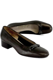 Current Boutique-Ferragamo - Dark Grey Leather Low Heels Sz 5