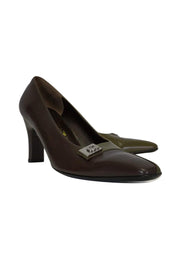 Current Boutique-Ferragamo - Green & Brown Leather Pumps Sz 7