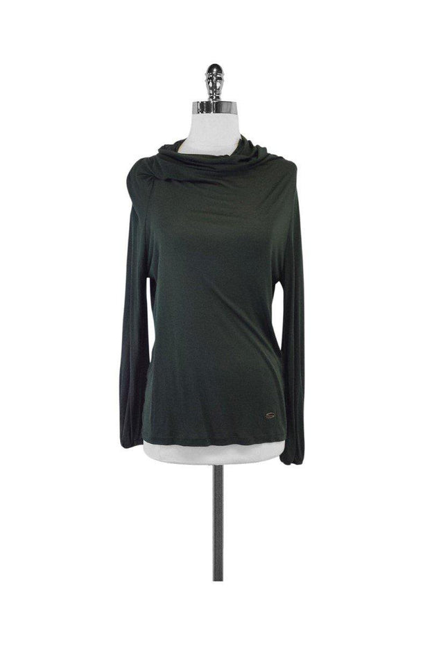 Current Boutique-Ferragamo - Green Long Sleeve Cowl Neck Shirt Sz 8