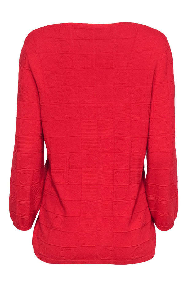 Current Boutique-Ferragamo - Red Knit Sweater w/ Classic Logo Sz XL