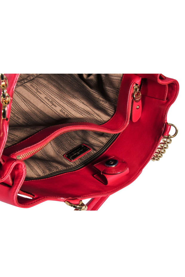 Current Boutique-Ferragamo - Red Leather Large Chain Handle Tote