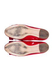 Current Boutique-Ferragamo - Red Patent Leather Ballet Flats w/ Bow Accent Sz 6