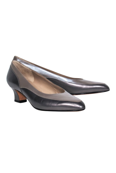 Current Boutique-Ferragamo - Two-tone Metallic Silver Low Pump Sz 7.5