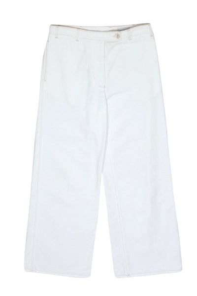 Current Boutique-Ferragamo - White High Rise Cropped Wide Leg Jeans Sz 6