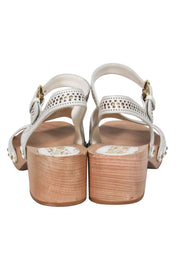 Current Boutique-Ferragamo - White Leather Clog Style Sandals w/ Golden Stars Sz 8