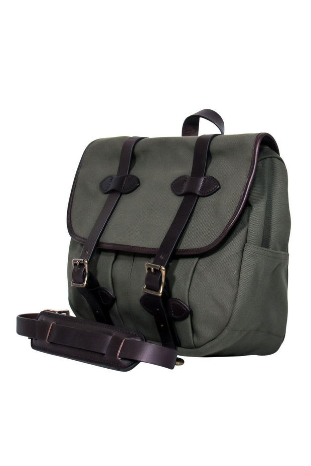 Current Boutique-Filson - Olive Canvas "Field" Messenger Bag w/ Leather Trim