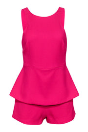 Current Boutique-Finders Keepers - Neon Pink Peplum Romper w/ Open Back Sz XS