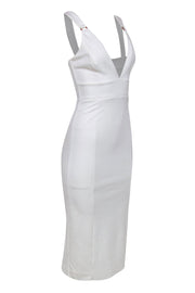 Current Boutique-Finders Keepers - White Sleeveless Fitted “Effy” Dress w/ Tortoise Shell Rings Sz XS