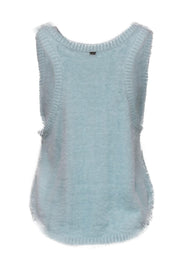 Current Boutique-For Love & Lemons - Baby Blue Fuzzy Knit Tank w/ Rose Buttons Sz L