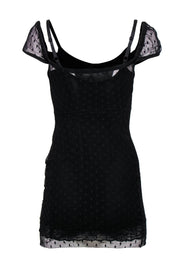 Current Boutique-For Love & Lemons - Black Polka Dot Mesh Cap Sleeve Sheath Dress Sz XS