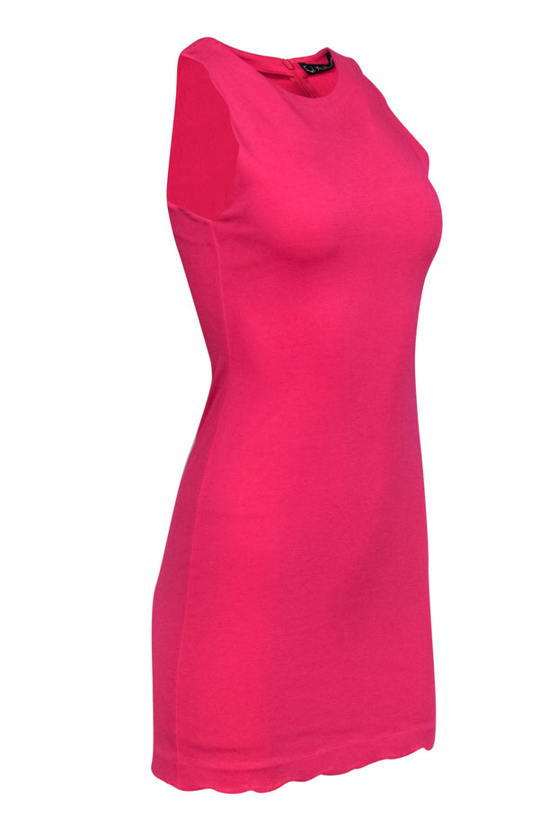 Current Boutique-For Love & Lemons - Hot Pink Sleeveless Bodycon Dress w/ Scalloped Trim Sz M