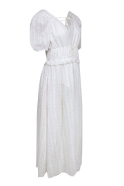 Current Boutique-For Love & Lemons - White Floral Eyelet Maxi Dress w/ Puff Sleeves Sz L