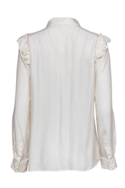 Current Boutique-Frame - Cream Silk Collared Blouse w/ Ruffles Sz M