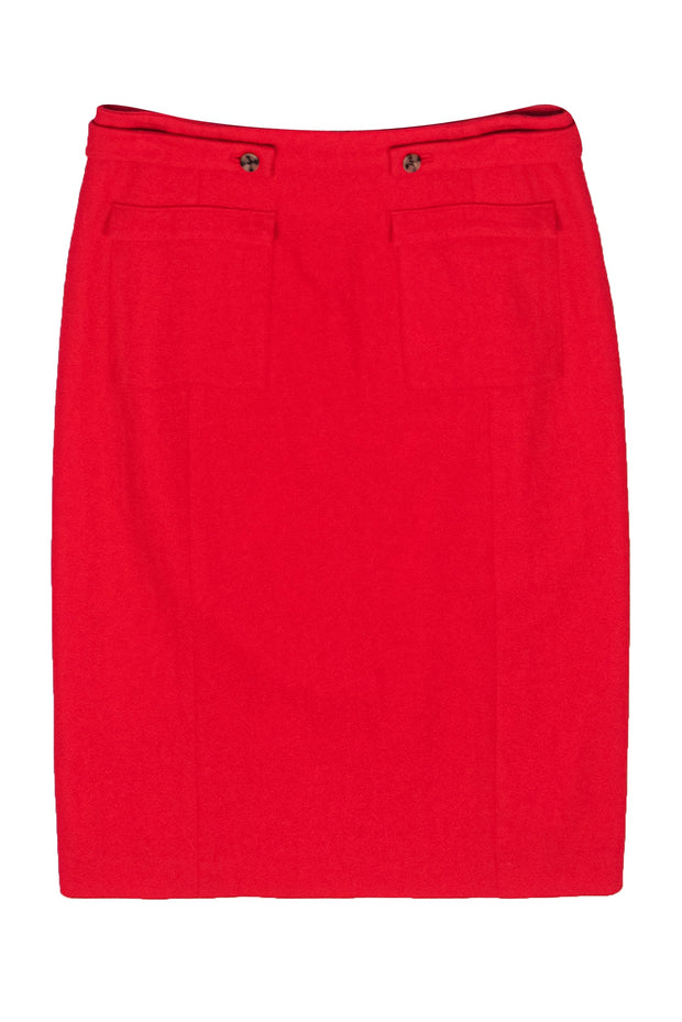 Current Boutique-Frances Valentine - Red Wool Pencil Skirt w/ Front Pockets Sz 6