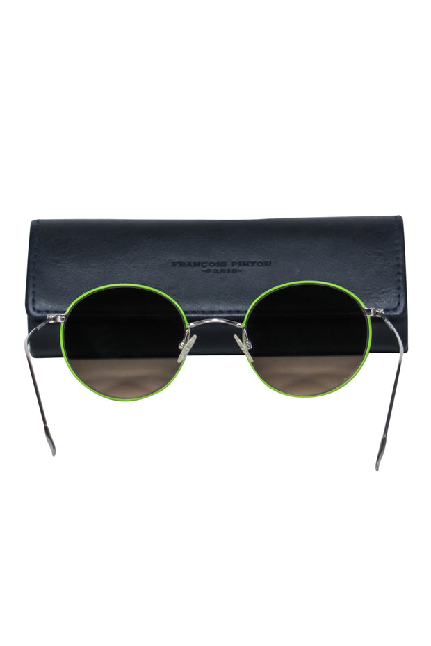 Current Boutique-Francois Pinton - Lime Green Round Sunglasses w/ Brown Lenses