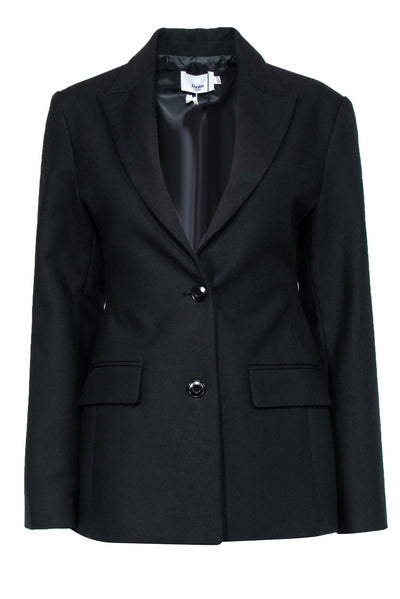 Current Boutique-Frankie Shop - Black Structured Cotton Two-Button Blazer Sz XS