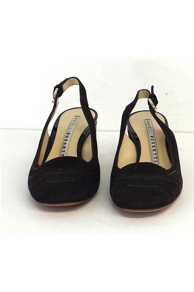 Current Boutique-Fratelli Rossetti - Brown Suede Slingback Heels Sz 6.5