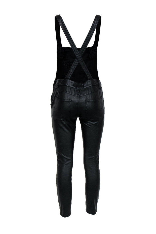 Current Boutique-Free People - Black Faux Leather Overalls Sz 26