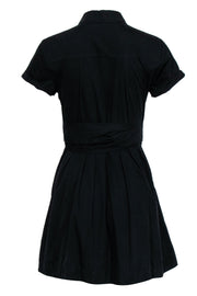 Current Boutique-Free People - Black Short Sleeve Button-Up Dress w/ Waist Belt Sz 6