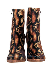 Current Boutique-Free People - Brown Leather & Calf Hair Leopard Print Booties Sz 6