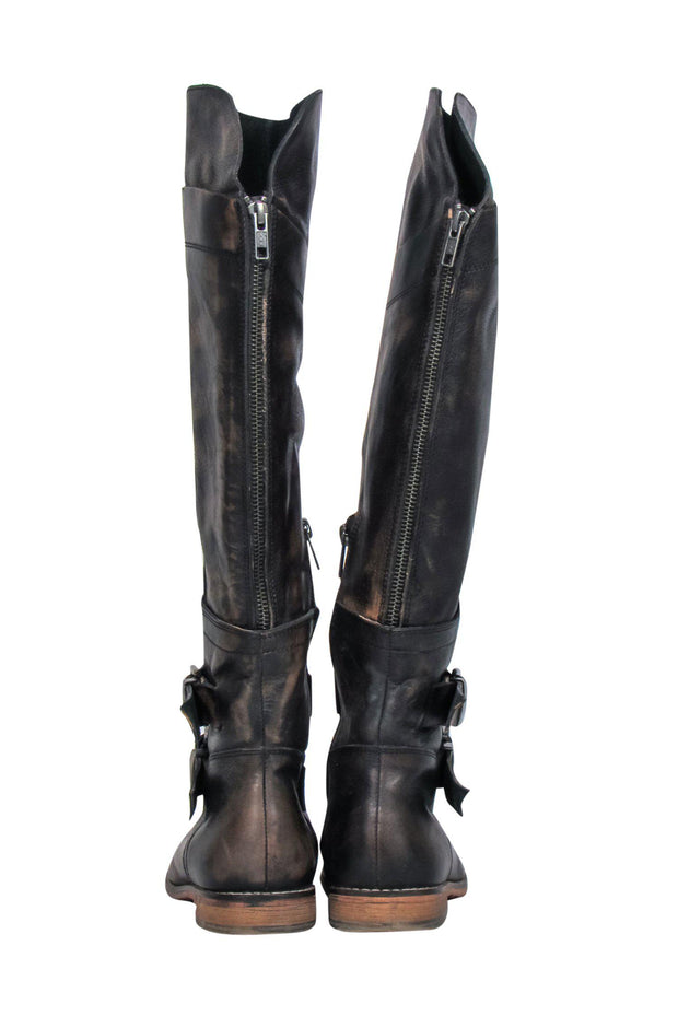 Current Boutique-Free People - Brown Marbled Knee High Riding Boots Sz 7