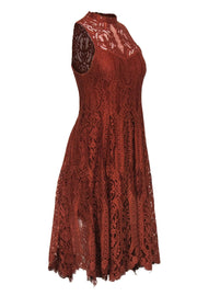 Current Boutique-Free People - Burnt Orange Lace Pleated Midi Dress Sz XS