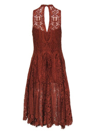 Current Boutique-Free People - Burnt Orange Lace Pleated Midi Dress Sz XS