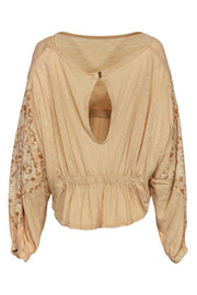 Current Boutique-Free People - Cream Cotton Long Sleeve Top w/ Floral Quilted Accents Sz XS