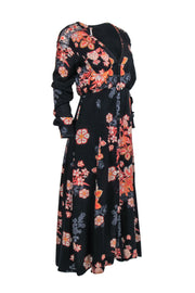 Current Boutique-Free People - Dark Floral Printed Button-Front Maxi Dress Sz S