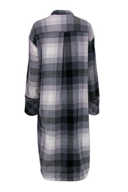 Current Boutique-Free People - Gray Velvet Plaid Button-Up Duster Sz M