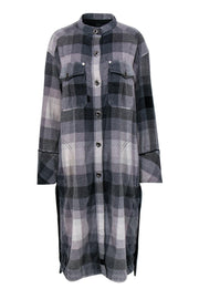 Current Boutique-Free People - Gray Velvet Plaid Button-Up Duster Sz M