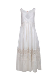 Current Boutique-Free People - Ivory Cotton Maxi Dress w/ Lace & Embroidered Details Sz S