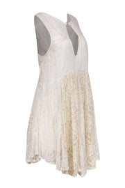 Current Boutique-Free People - Ivory Lace Empire Waist Sleeveless Mini Dress Sz M