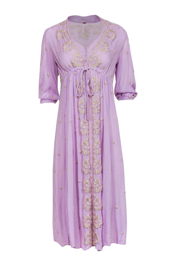 Current Boutique-Free People - Lilac Long Sleeve Embroidered Maxi Dress Sz XS