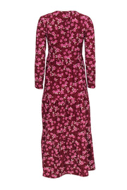 Current Boutique-Free People - Maroon & Pink Floral Print Long Sleeve Maxi Dress Sz XS