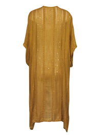 Current Boutique-Free People - Mustard Yellow Sequin Short Sleeve High-Low Kimono OS