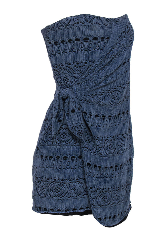 Current Boutique-Free People - Navy Crochet Tied Strapless Dress Sz S