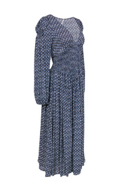 Current Boutique-Free People - Navy Printed Long Sleeve Maxi Dress Sz M