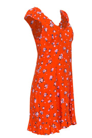 Current Boutique-Free People - Orange Grapefruit Ruffle Fitted Dress Sz M