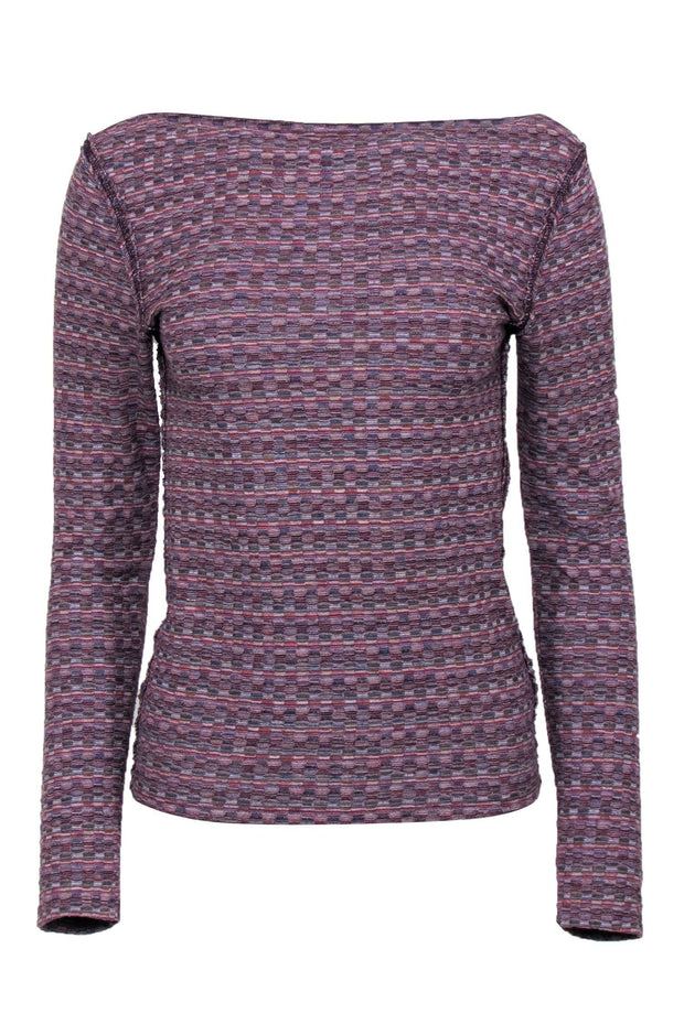 Current Boutique-Free People - Purple Marble Knit Sweater w/ Boat Neckline Sz S